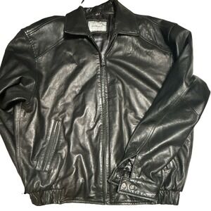 Vtg  90s Hathaway Genuine Leather Bomber Jacket  Retro Aviator Flight Coat Mens